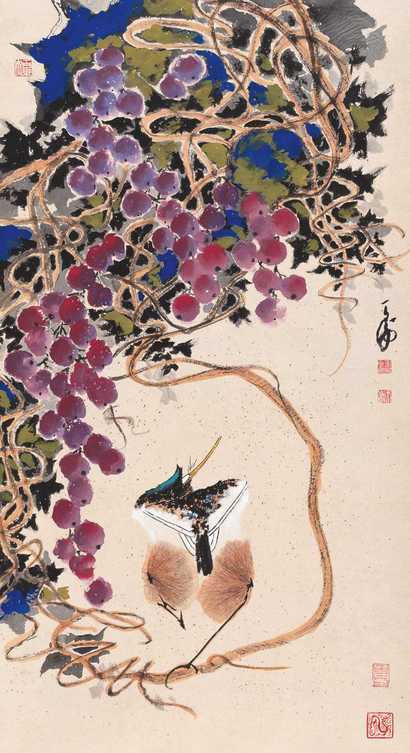 韩天衡 紫藤葡萄 立轴
